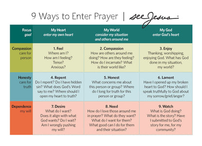 Prayer Menu Card