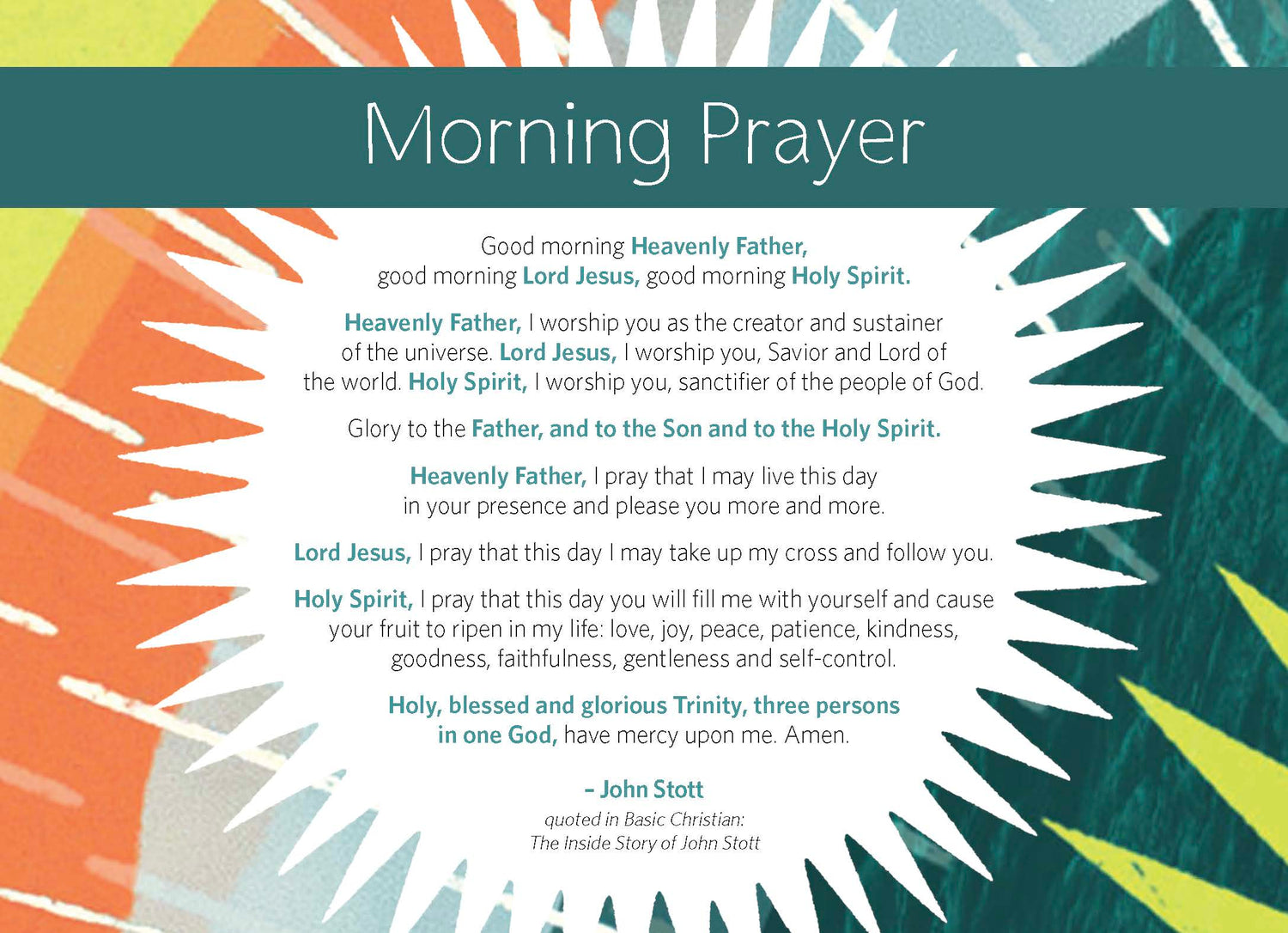 Prayer Menu Card