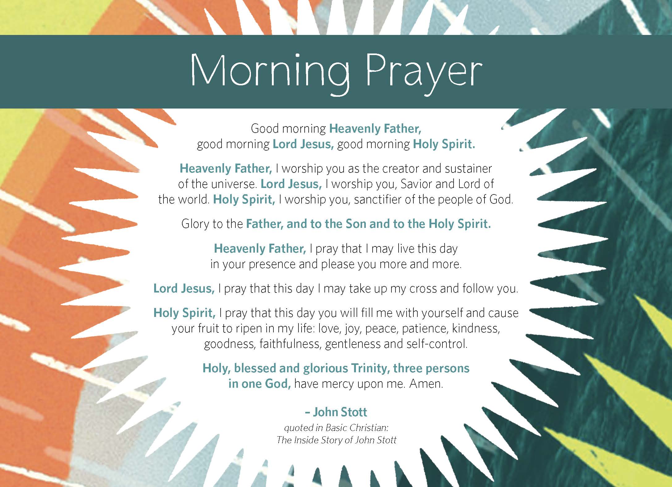 Prayer Menu Card